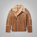 Men’s "Sky-Commander" B3 Aviator | Heritage Brown Real Sheepskin | Premium Shearling Bomber Flying Jacket | Full Grain Apparel
