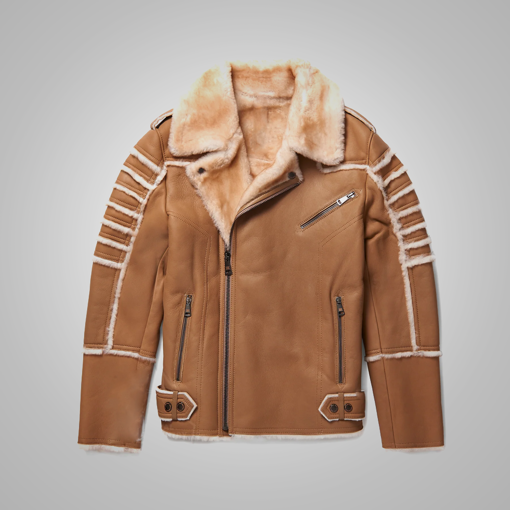 Men’s "Sky-Commander" B3 Aviator | Heritage Brown Real Sheepskin | Premium Shearling Bomber Flying Jacket | Full Grain Apparel