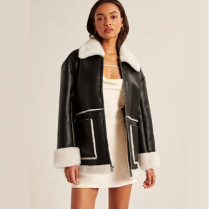 Women’s Black & Brown B3 RAF Aviator Shearling Jacket | Premium Sheepskin Flight Pilot Coat | Full Grain Apparel