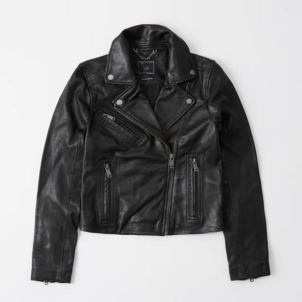 Women’s Black Biker Leather Jacket | Signature Full-Grain Moto | Full Grain Apparel