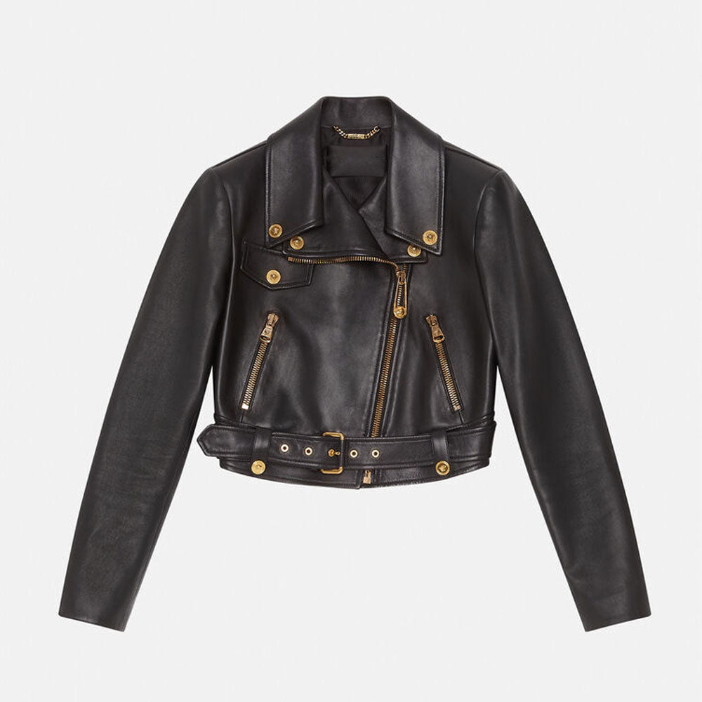Women’s Black Sheepskin Leather Biker Jacket | Signature Soft-Grain Moto | Full Grain Apparel