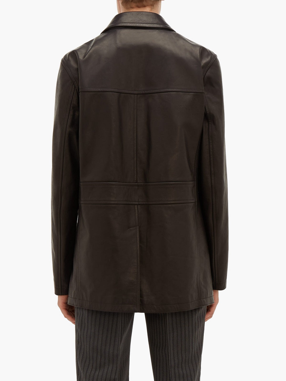 Men’s Obsidian-Amber Long Leather Trench | Industrial Winter Parka | Full Grain Apparel