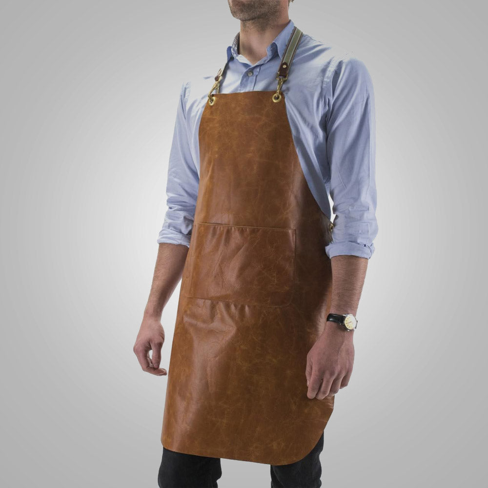 Men’s "Oak-Heritage" Artisan Apron | New Oak Tan Handmade Sheepskin | Premium Full-Grain Protective Leather | Full Grain Apparel
