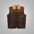 Men’s "Everest Heritage" Shearling Vest | Premium Tobacco Sheepskin | Genuine Leather Bodywarmer with Natural Fur Lining | Full Grain Apparel