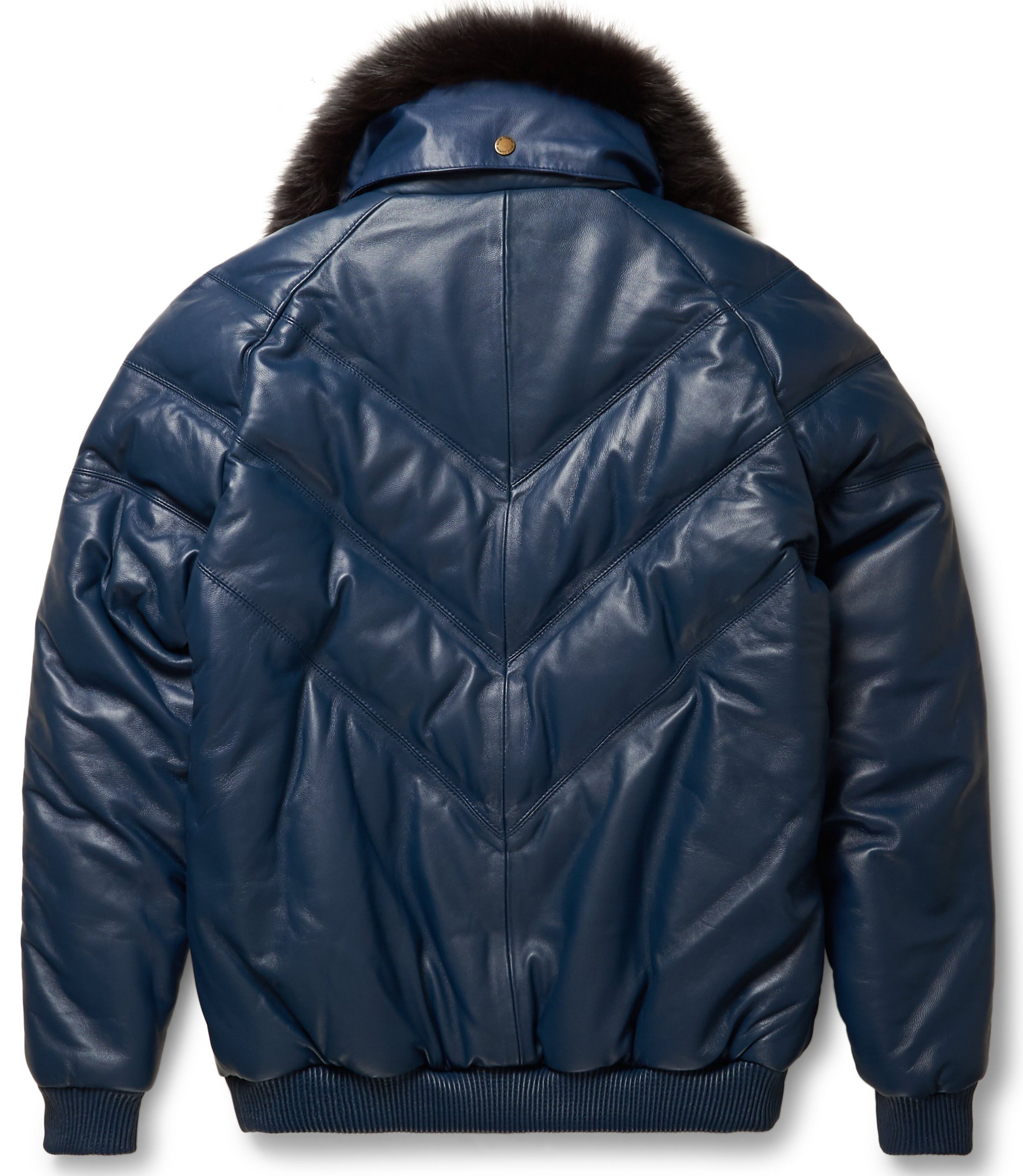 Chaqueta V-Bomber de cuero marino - Piel de cordero premium y piel de zorro | Ropa de piel integral