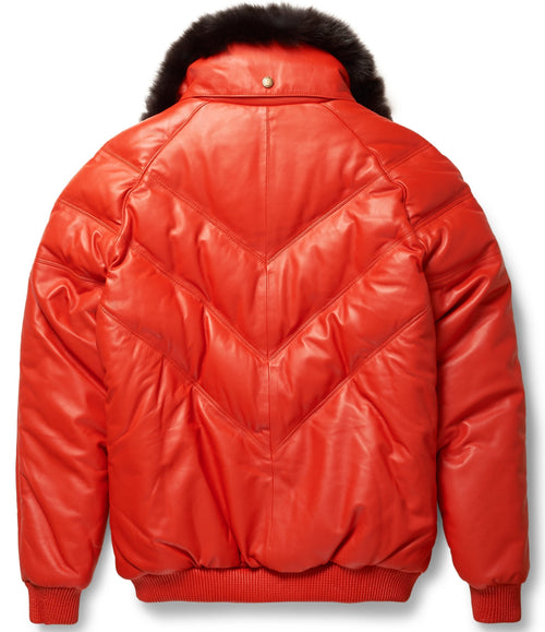 Chaqueta Bomber de Piel Naranja para Hombre | Prendas de Piel de Grano Completo