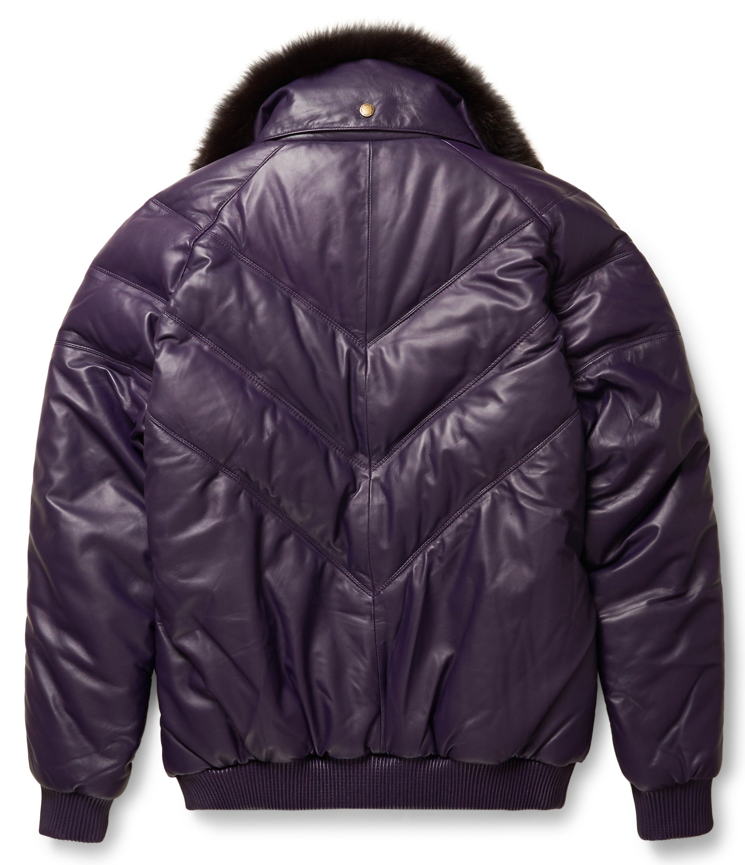 Men's Purple Leather V-Bomber Jacket | Full Grain Apparel