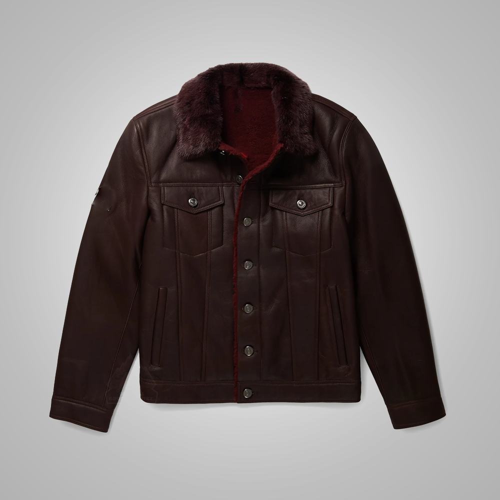 Men’s "Canyon-Hybrid" B3 Trucker | Heritage Brown Real Sheepskin | Premium Shearling-Lined Flying Jacket | Full Grain Apparel
