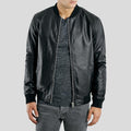 Men’s Bailei Black Bomber Leather Jacket | Luxury Real Sheepskin Pilot | Full Grain Apparel