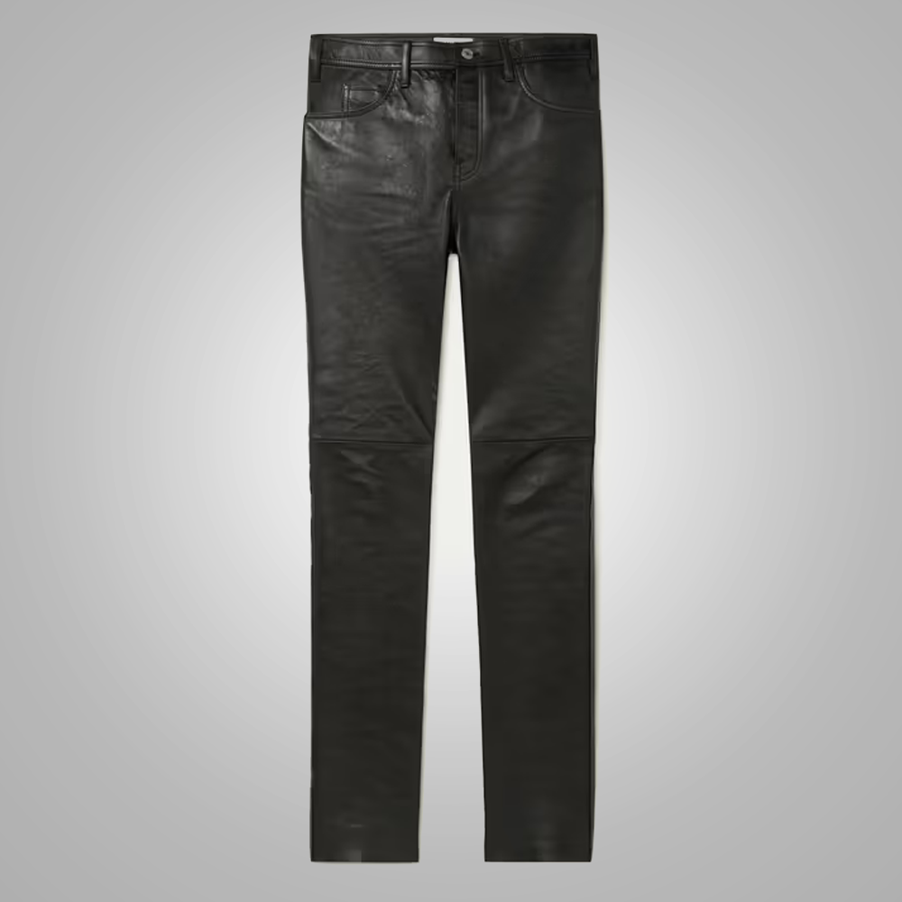 Men’s "Hybrid-Moto" Jeans | Premium Black Sheepskin | Genuine Leather 5-Pocket Biker Trousers | Full Grain Apparel