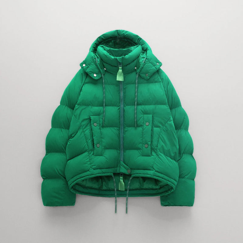 Women’s "Evergreen Essence" Puffer | Premium Forest Green Matte Finish | Lightweight Quilted Minimalist Jacket | Full Grain Apparel