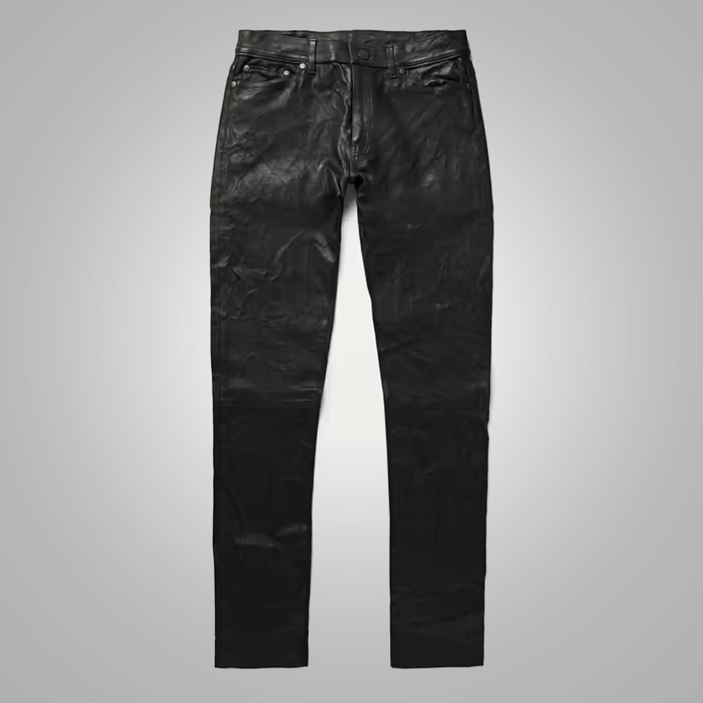 Men’s "Titan-Grade" Moto Pants | Premium Black Cowhide | Heavy-Duty Genuine Leather Biker Trousers | Full Grain Apparel