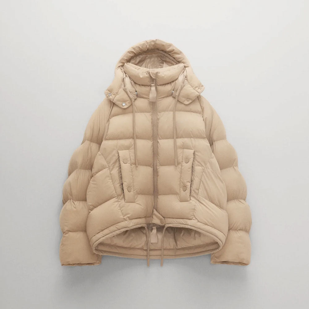 Women’s "Desert Silk" Essential Puffer | Premium Sand Beige Matte Finish | Lightweight Quilted Minimalist Jacket | Full Grain Apparel