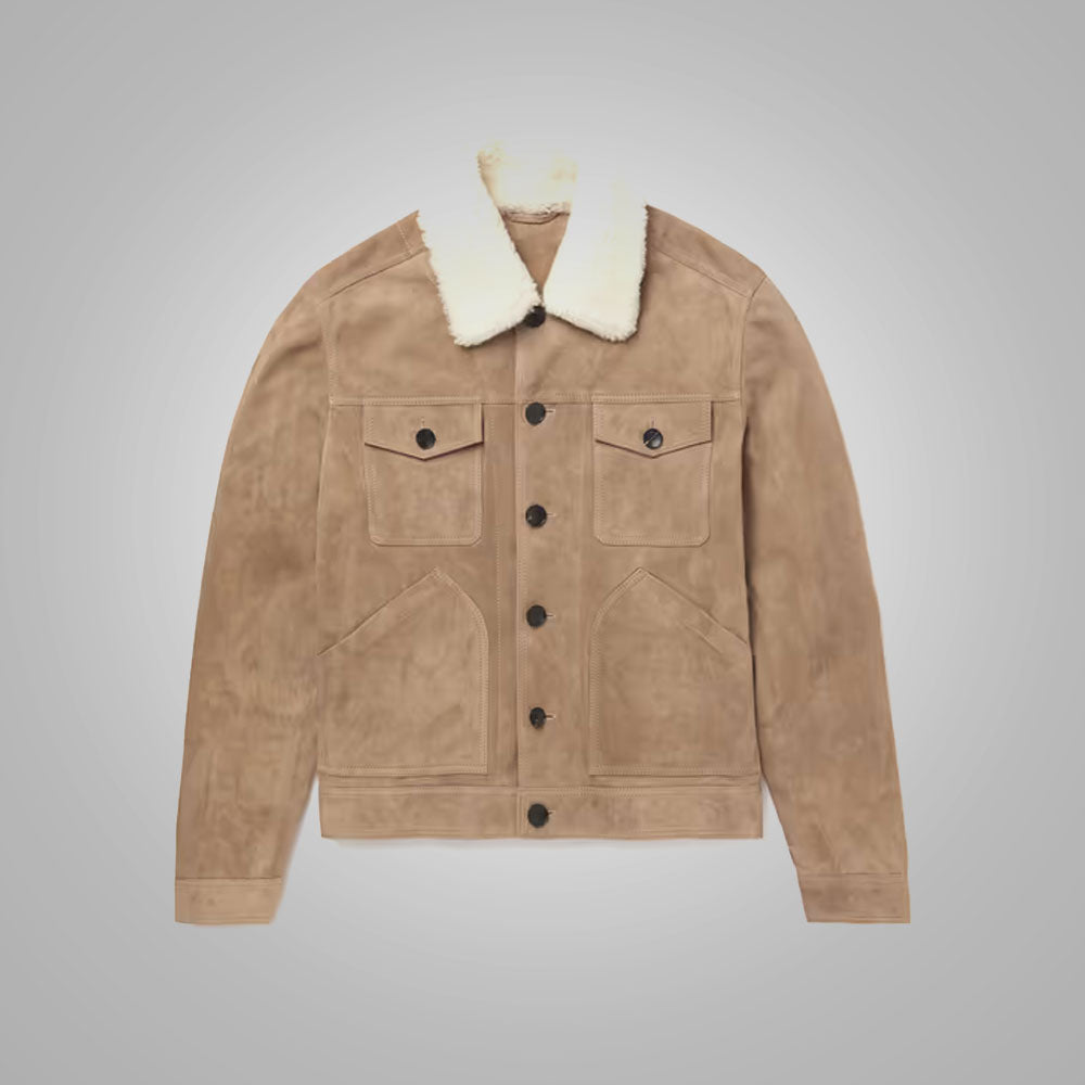 Men’s "Iron-Range" Shearling Trucker | Premium Brown Sheepskin | Genuine Leather Jacket with Faux-Shearling Lining | Full Grain Apparel