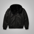 Men’s "Phantom-B3" Aviator | Blacked-Out Real Sheepskin | Premium Shearling Bomber Flying Jacket | Full Grain Apparel