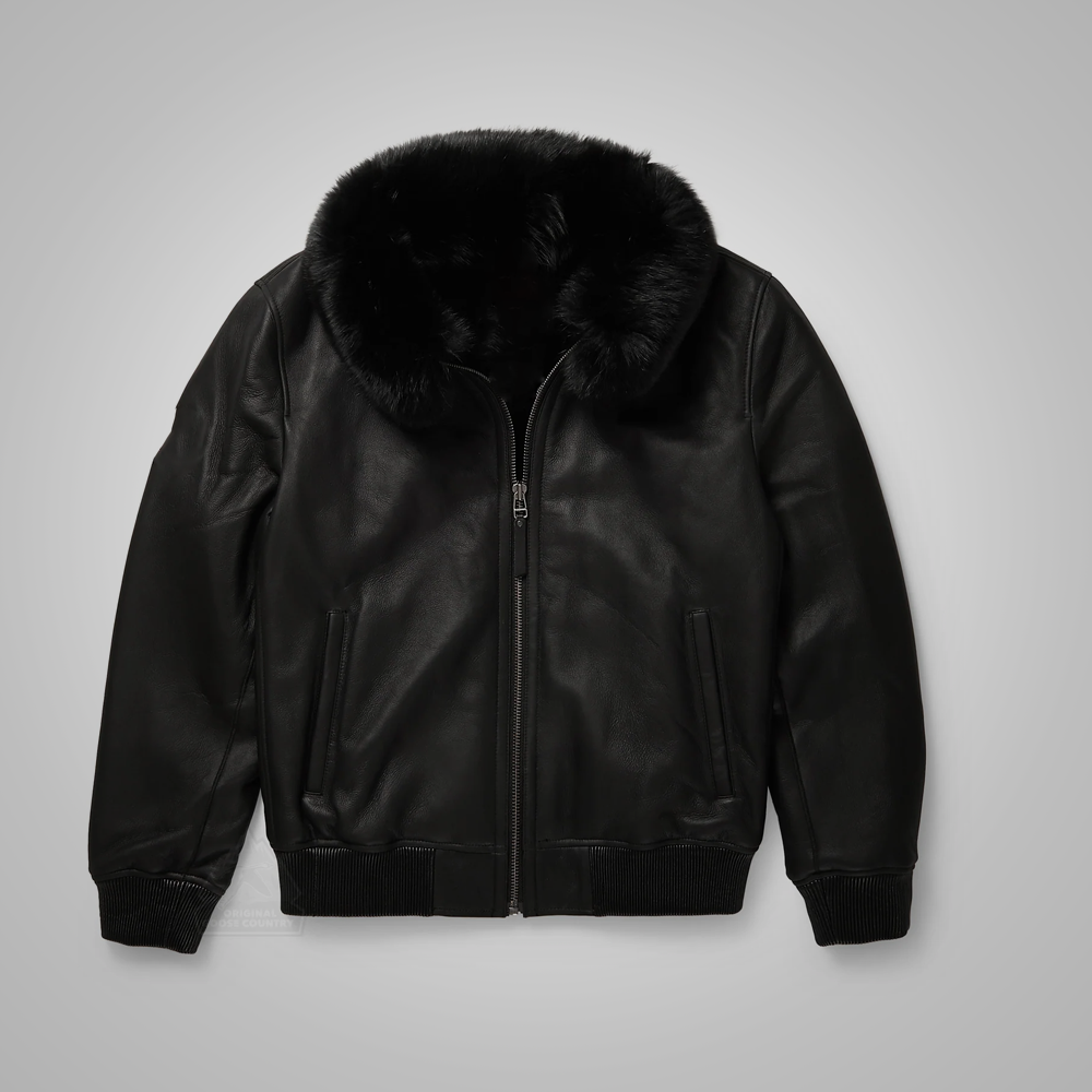 Men’s "Phantom-B3" Aviator | Blacked-Out Real Sheepskin | Premium Shearling Bomber Flying Jacket | Full Grain Apparel