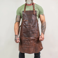 The "Master-Craft" Professional Apron | Classic Brown Full Grain Leather | Heavy-Duty Tool Apron with Spacious Utility Pockets | Full Grain Apparel