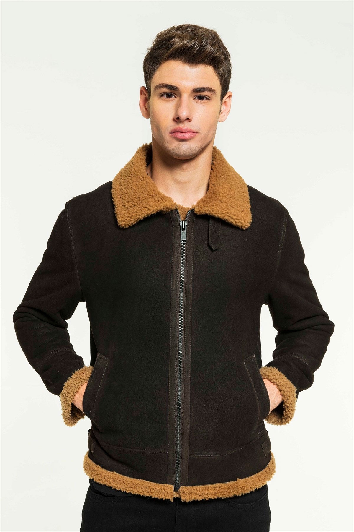 Men’s Aviator Toffee Shearling Jacket | Full Grain Apparel