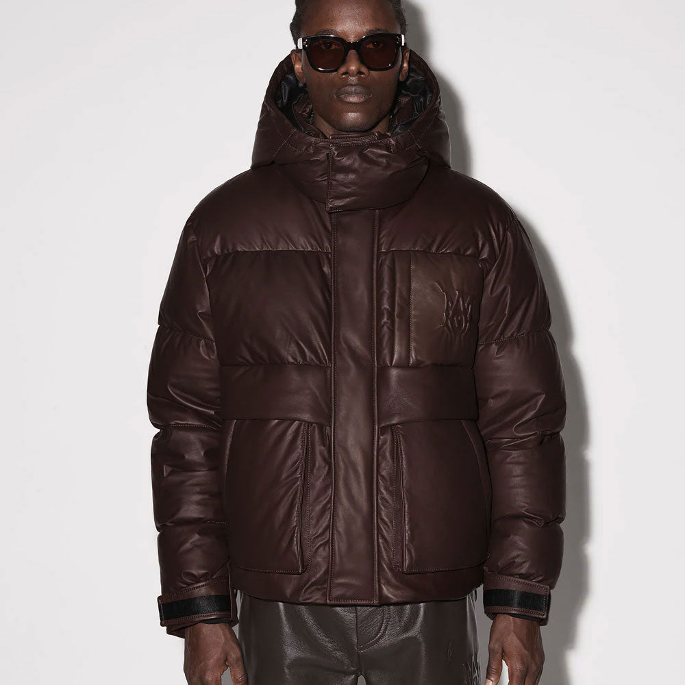 Men’s Hybrid Brown Parka & Puffer Jacket | Weather-Shield Insulated Winter Coat | Full Grain Apparel