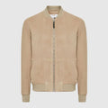 Men’s Brown Suede Leather Bomber Jacket - Earth Tone Aviator | Full Grain Apparel