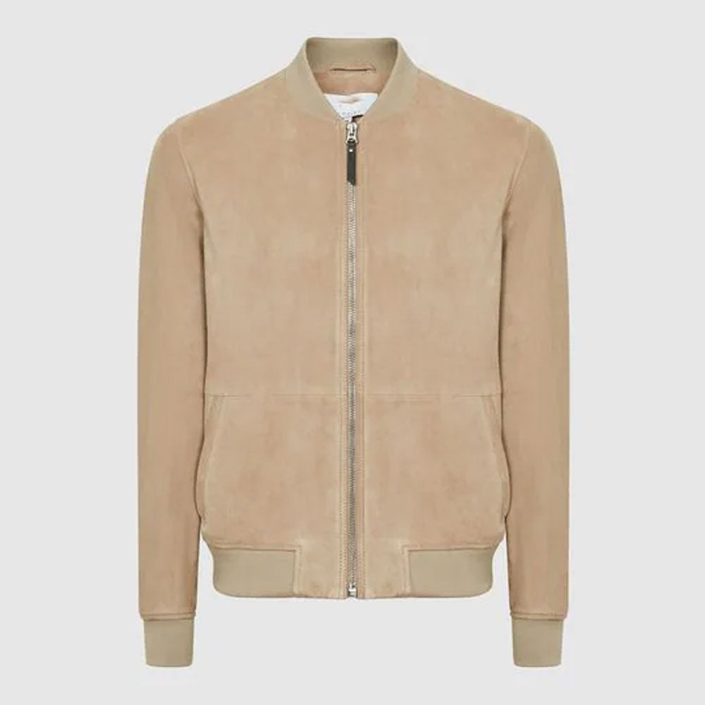 Men’s Brown Suede Leather Bomber Jacket - Earth Tone Aviator | Full Grain Apparel