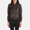 Women’s Ava MA-1 Brown Leather Bomber Jacket - The Heritage Utility Icon | Full Grain Apparel