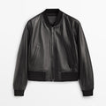 Men’s Classic Black Leather Bomber Jacket - Timeless Stealth Edition | Full Grain Apparel