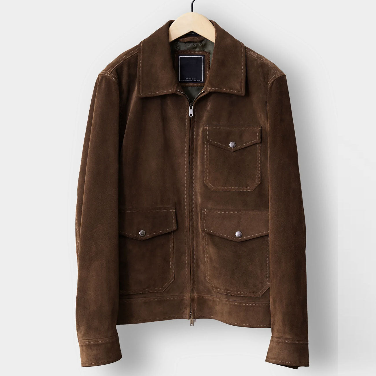 Chaqueta bomber de ante "Sahara Sands" para hombre | Ante de cabra genuino marrón tostado | Aviador clásico acanalado | Prenda de cuero de grano completo