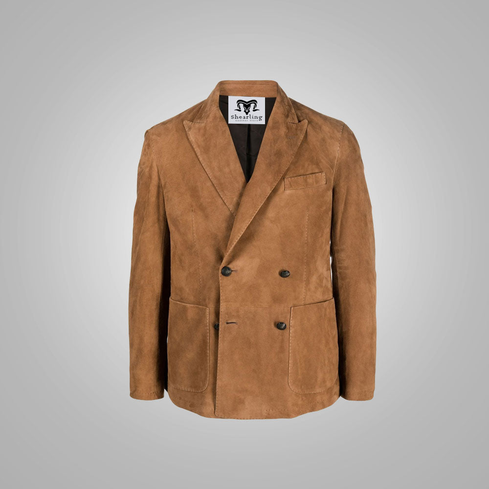 Men’s "Grand Haven" Double-Breasted Blazer | Premium Suede Leather | Iconic Six-Button Heritage Sport Coat | Full Grain Apparel