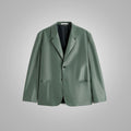 Men’s "Slate Elite" Blazer | Premium Grey Goatskin | Ultra-Soft Lightweight Leather Sport Coat | Full Grain Apparel