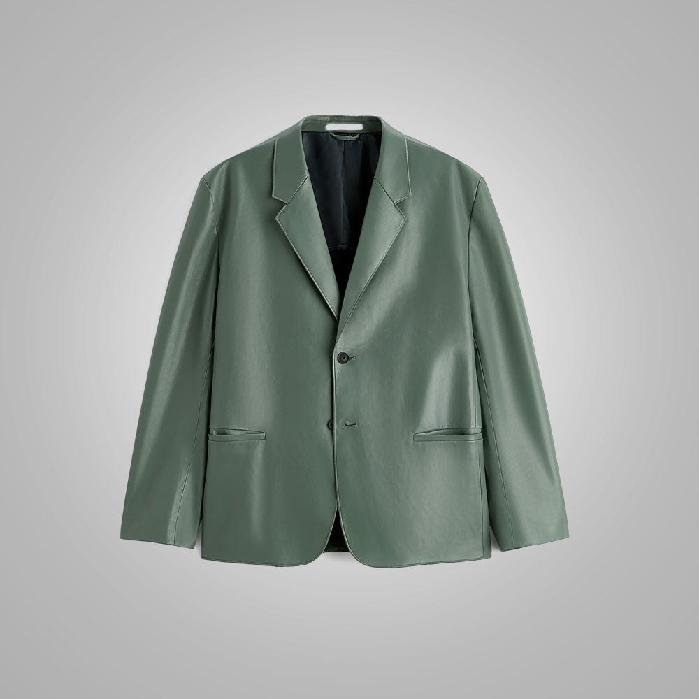 Men’s "Slate Elite" Blazer | Premium Grey Goatskin | Ultra-Soft Lightweight Leather Sport Coat | Full Grain Apparel