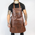 Men’s "Heritage-Lite" Cross-Back Apron | Brown Premium Lambskin | Professional Ergonomic Leather Utility Apron | Full Grain Apparel