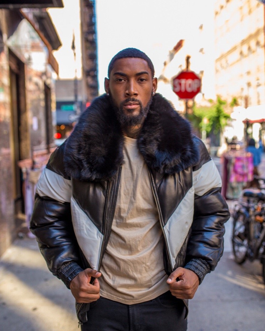 Black & White Leather V-Bomber Jacket | Full Grain Apparel