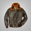 Men’s "G-1 Wingman" Flight Jacket | Premium Brown Lambskin | Genuine Shearling Collar | Full Grain Apparel