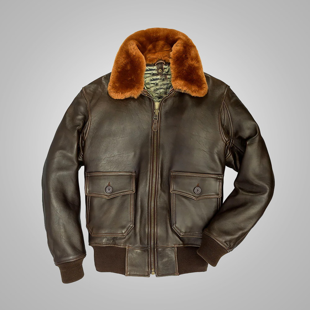 Men’s "G-1 Wingman" Flight Jacket | Premium Brown Lambskin | Genuine Shearling Collar | Full Grain Apparel