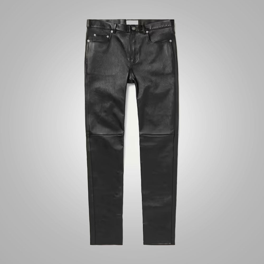 Men’s "Vanguard" Moto-Fashion Trousers | Premium Black Sheepskin | Genuine Leather High-Street Pants | Full Grain Apparel