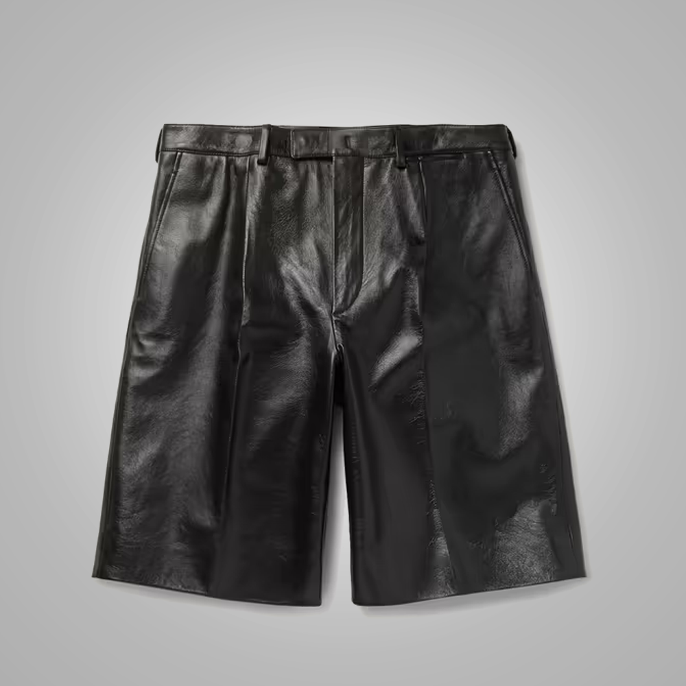 Men’s "Shadow-Run" Premium Shorts | Genuine Black Sheepskin | Urban Luxury Leather Streetwear | Full Grain Apparel