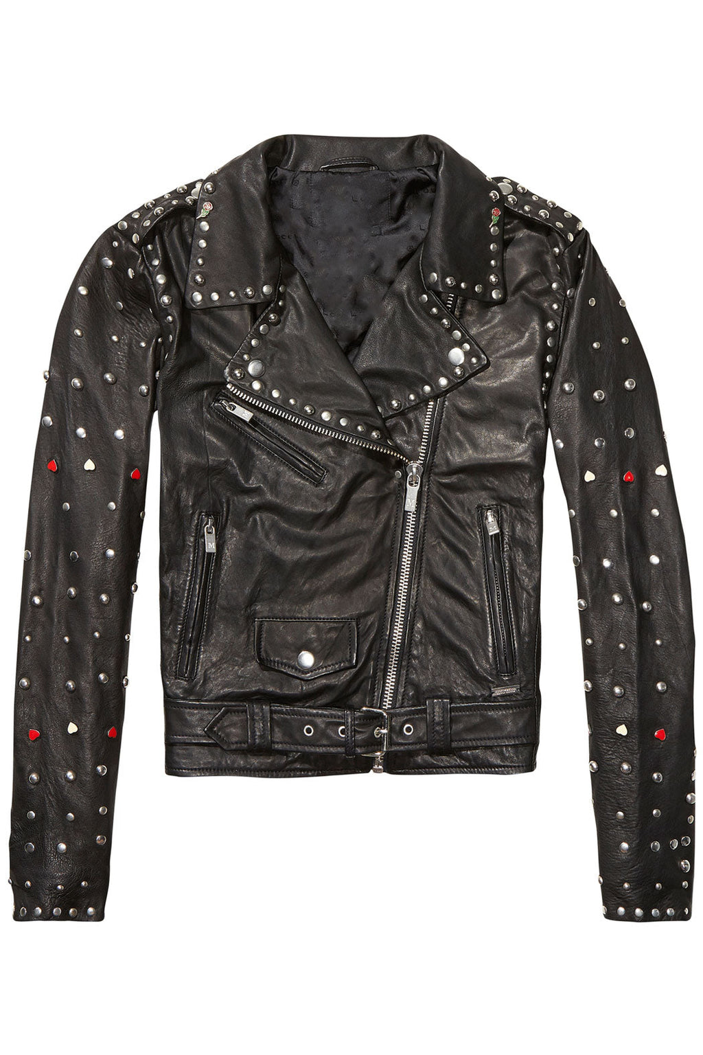 Women’s "Shadow Strike" Moto Jacket | Premium Black Lambskin | Hand-Set Silver Spikes & Studded Biker | Full Grain Apparel