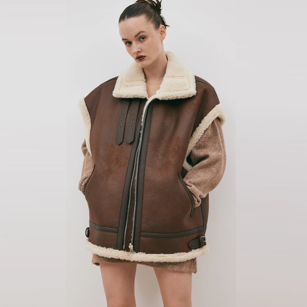 Women’s "New Chocolate" B3 Aviator | Premium Deep Brown Sheepskin | Authentic Shearling Leather Flight Vest | Full Grain Apparel