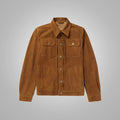 Men’s "Rust-Dust" Suede Trucker | Premium Brown Sheepskin | Genuine Soft Suede Heritage Sport Coat | Full Grain Apparel
