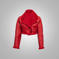 Women’s "Crimson Ace" B3 Bomber | Premium Red Sheepskin | Real Leather & Faux Fur Shearling Aviator | Full Grain Apparel