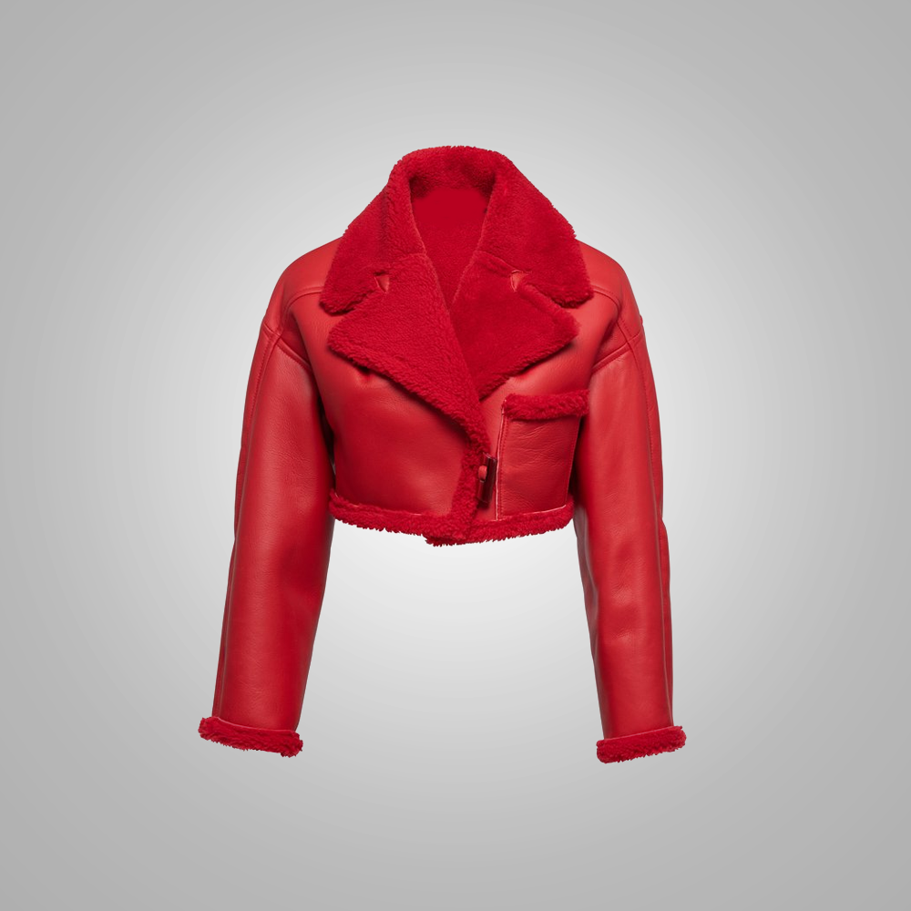 Women’s "Crimson Ace" B3 Bomber | Premium Red Sheepskin | Real Leather & Faux Fur Shearling Aviator | Full Grain Apparel