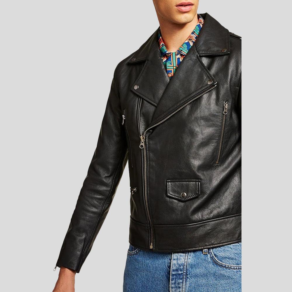 Men’s Bek Black Motorcycle Leather Jacket | Real Sheepskin Urban Racer | Full Grain Apparel