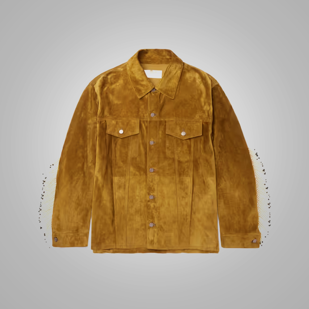 Men’s "Canyon-Drifter" Western Trucker | Brown Brushed Suede | Hand-Cut Fringed & Embellished Heritage Jacket | Full Grain Apparel