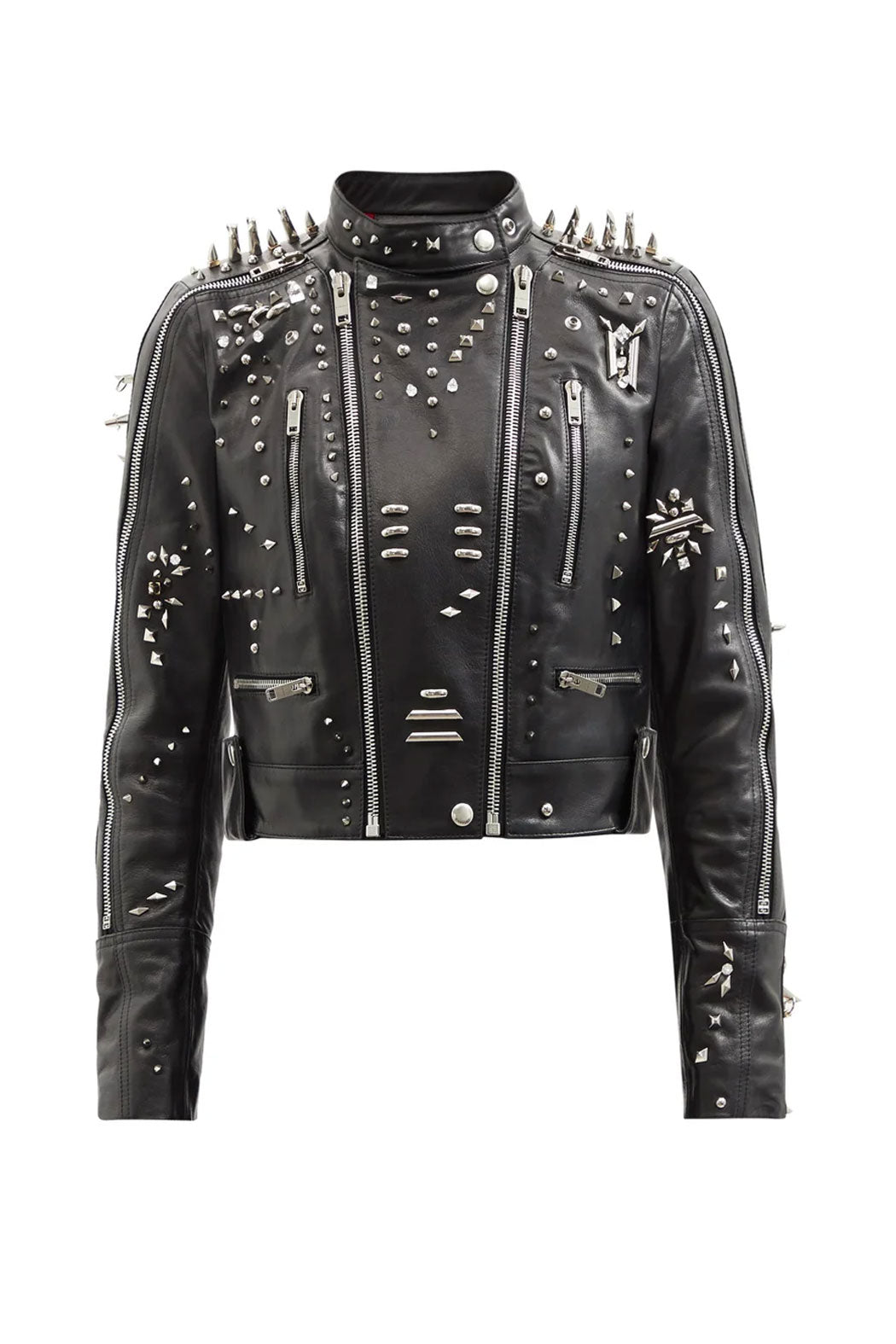 Women’s "Abyssal Thorn" Moto | Premium Black Lambskin | Extreme Silver Long-Spike & Studded Armor | Full Grain Apparel