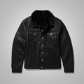 Men’s "Midnight-Interceptor" B3 Trucker | Black Premium Real Sheepskin | Shearling-Lined Hybrid Flying Jacket | Full Grain Apparel