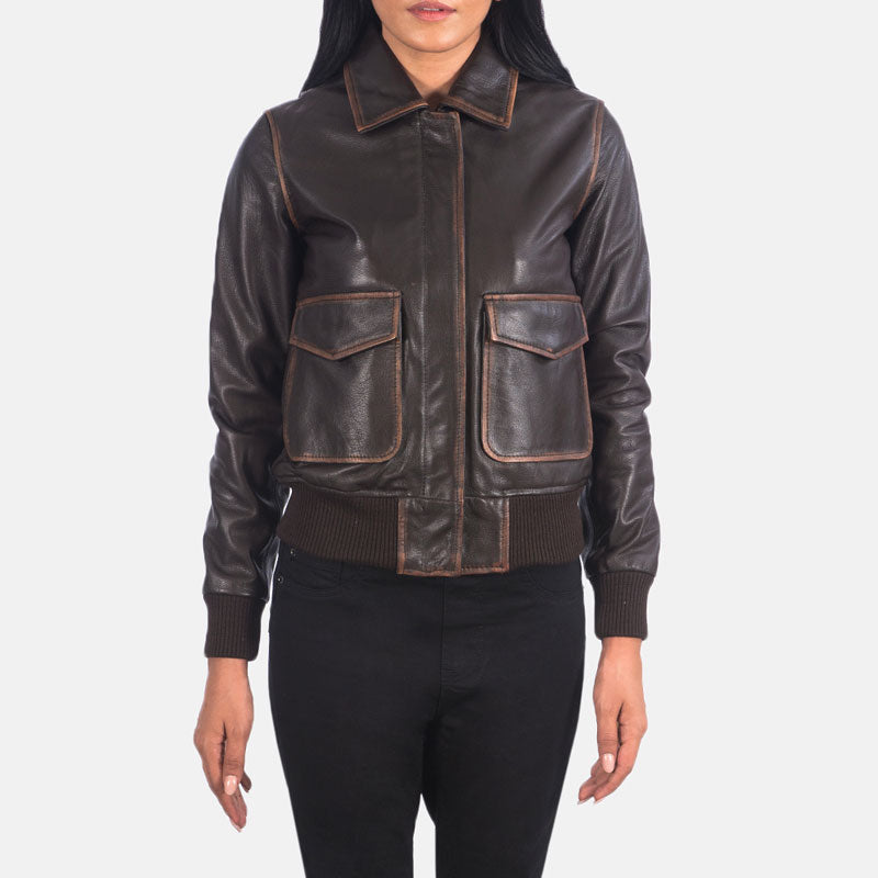 Women’s Westa A-2 Brown Leather Bomber Jacket - The Heritage Aviator | Full Grain Apparel