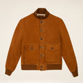 Men’s Brown Suede Leather Bomber Jacket - Heritage Tan Edition | Full Grain Apparel