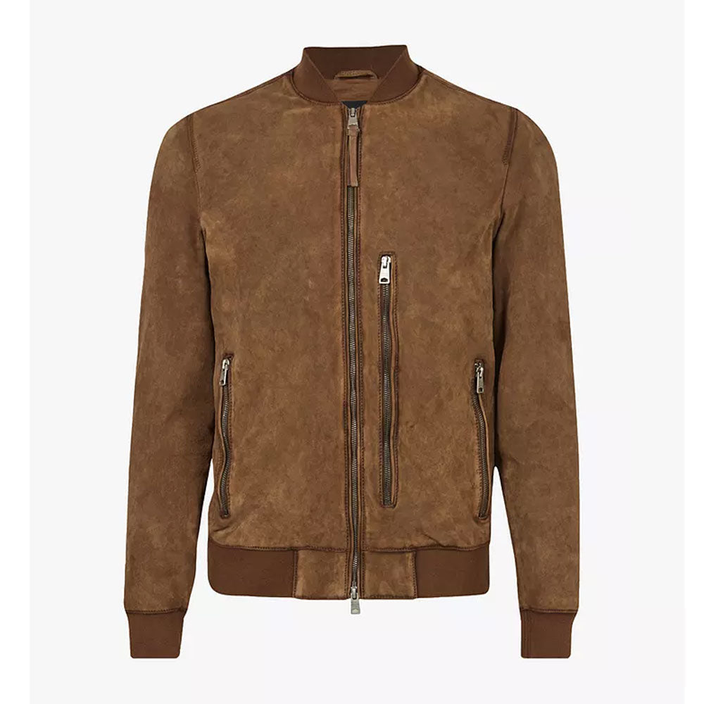 Men’s Brown Suede Real Leather Bomber Jacket - Luxury Urban Edition | Full Grain Apparel