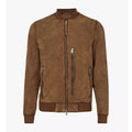 Men’s Brown Suede Real Leather Bomber Jacket - Luxury Urban Edition | Full Grain Apparel